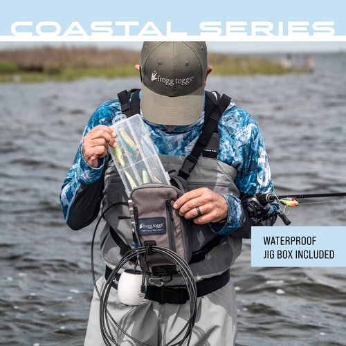 FROGG TOGGS Hightide Fishing Chest Pack, Easy Hands-Free tackle storage bag with built-in Rod Support