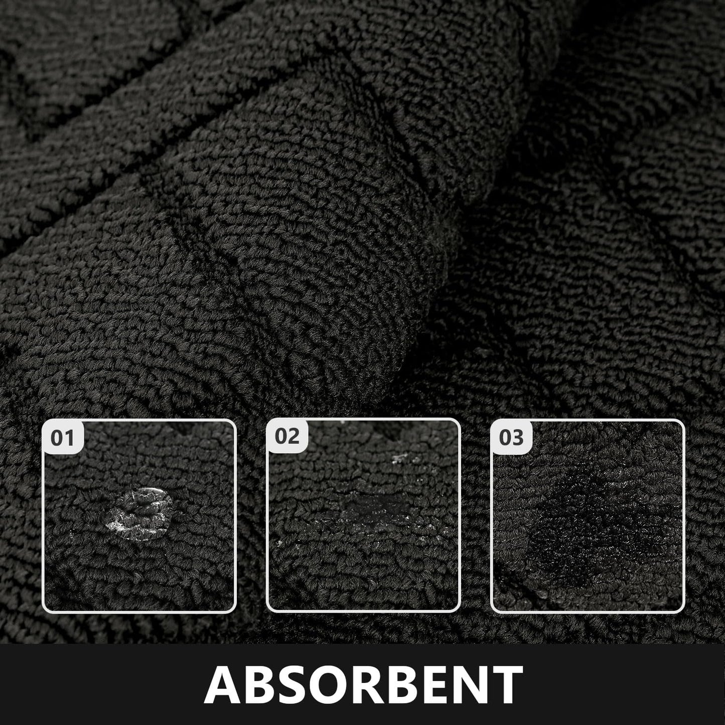 hicorfe Kitchen Runner Rugs and Mats Sets,2 Pieces Absorbent Non-Slip Kitchen Rug,Comfort Kitchen Mat for Floor,Washable for Kitchen,Hallway,Office,Sink,Laundry(20"x48"+20"x32",Black)