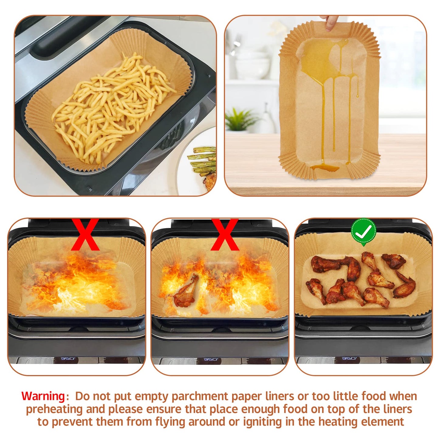 Ninja Smart XL Air Fryer Liners - 120 Pcs Disposable Parchment Paper Rectangular For Ninja Foodi Air Fryer Accessories