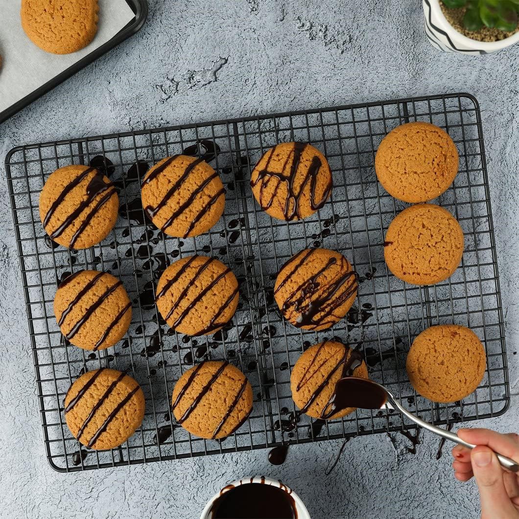 Tebery Heavy Duty Wire Cooking Rack - Nonstick Baking & Cooling Grid, 16" x 10" | 2 Pack for Roasting & Grilling