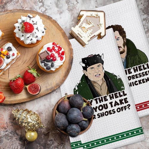 Home Alone | Funny Christmas Kitchen Towels - 2 Pack Holiday Dish Towels for Kitchen & Bathroom Decor