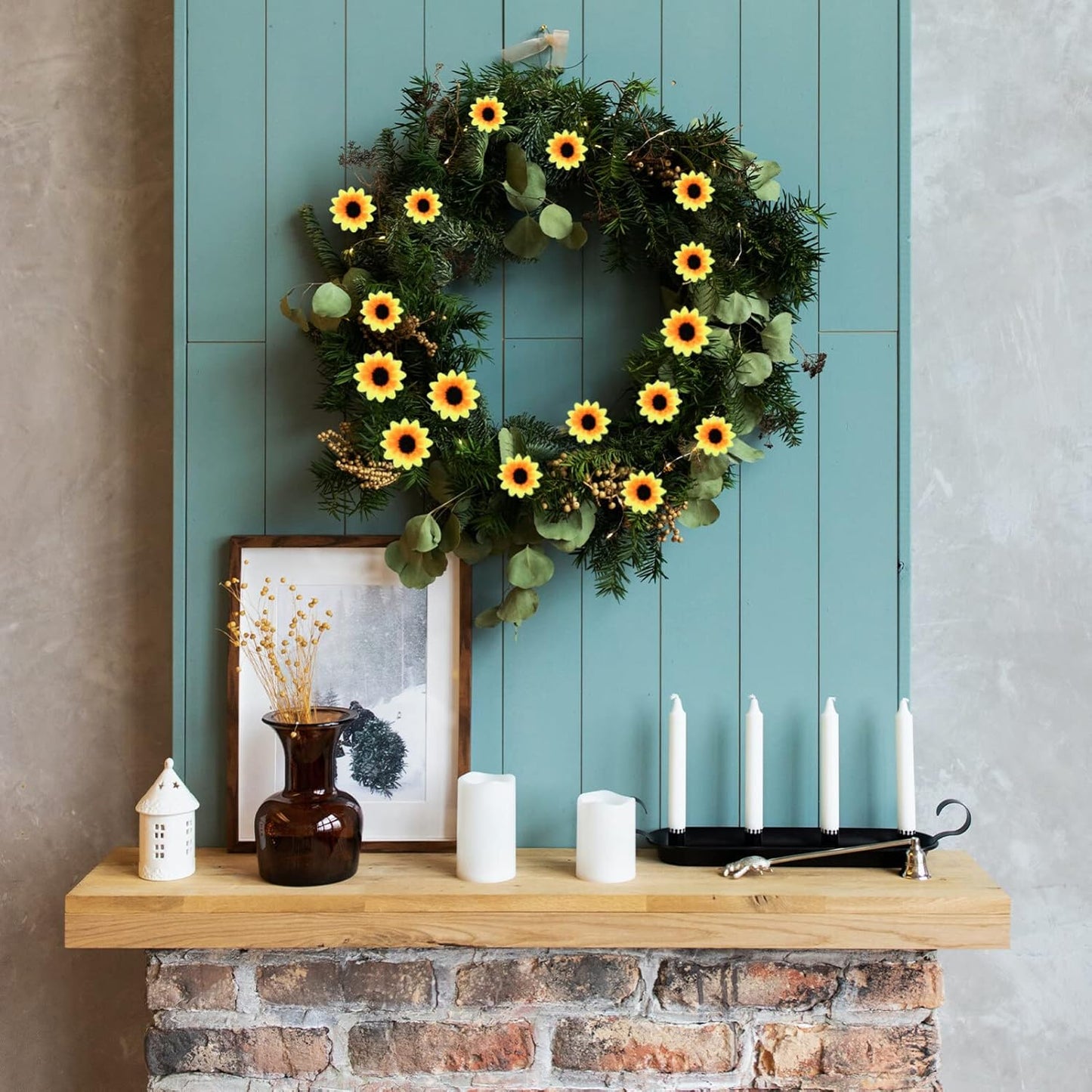 Uonlytech Artificial Sunflower Heads - 100 Pcs Lifelike Plastic Flowers for Wedding & Home Decor
