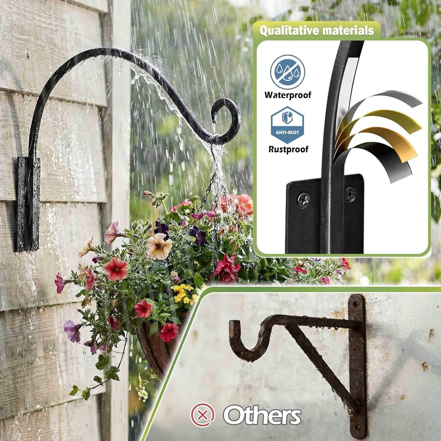 Lifyzoon Heavy Duty Plant Hanger Bracket - 16 Inch Metal Wall Hooks | 80lbs Capacity for Indoor/Outdoor Use
