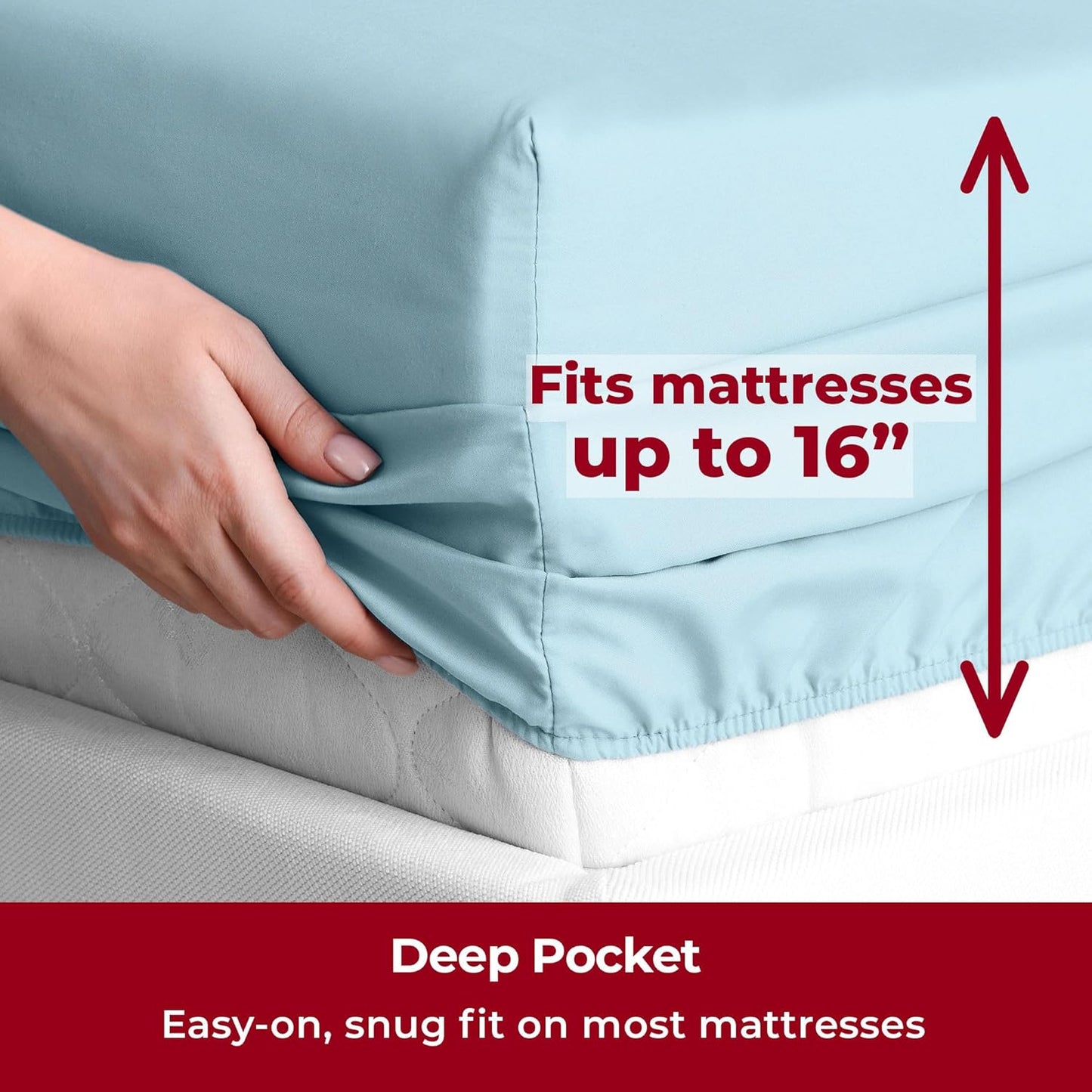 Mellanni Split King Sheets Set | 5-Piece Hotel Luxury Bedding - Extra Soft, Cooling, Wrinkle-Resistant (Aqua)