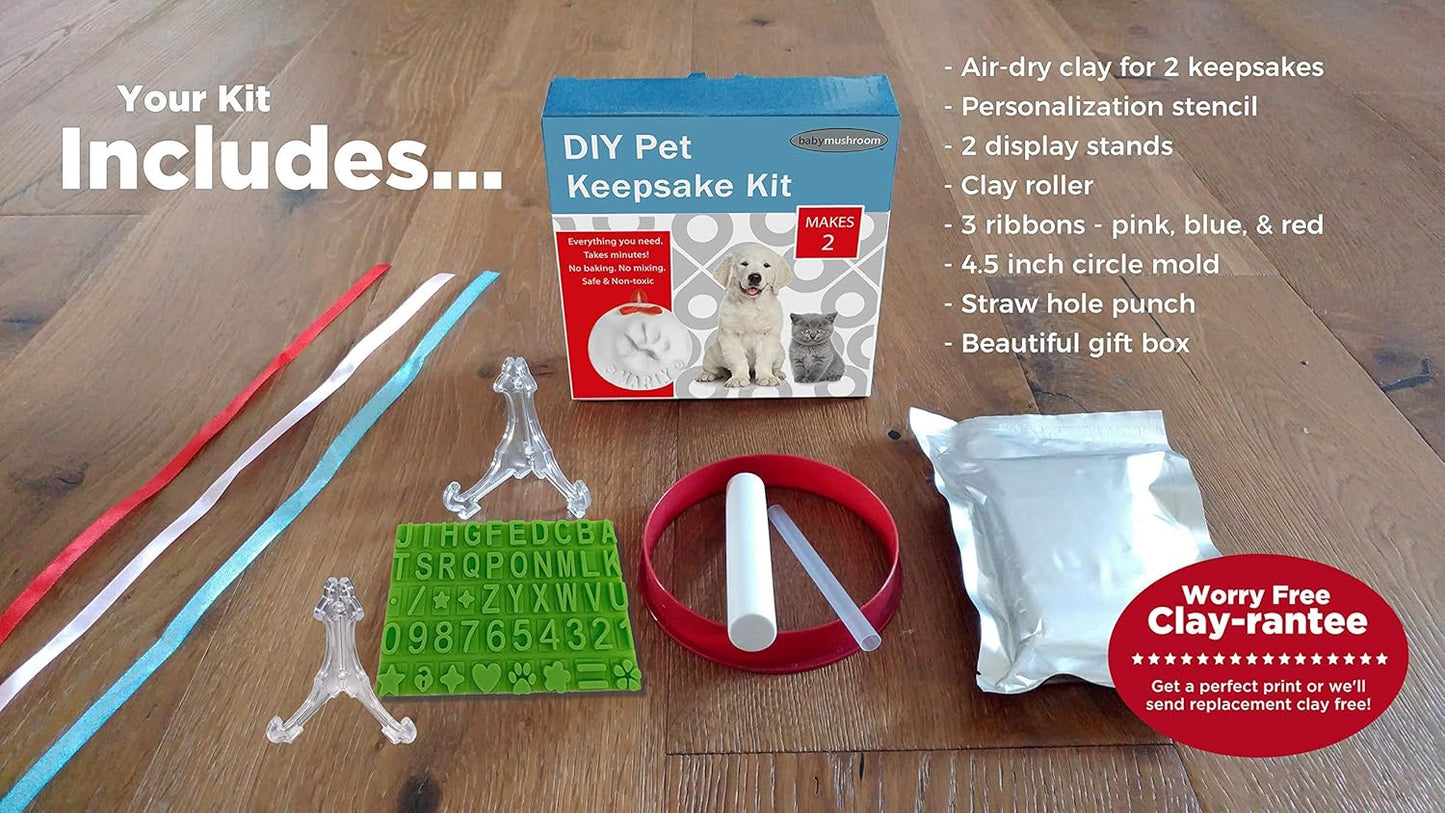 Paw Print Keepsake Kit for Dogs & Cats - 2 Ornaments + Personalization Tool & Stands