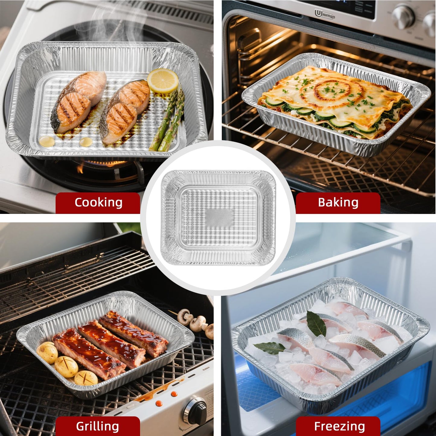 Aluminum Pans Half Size(30 Pack), 9x13, Heavy Duty Disposable Foil Pans for Baking, Roasting, Cooking, Heating, Storing, Deep Tin Foil Bakeware for Oven, Steam Table Tray, Cookware, Food Prepping