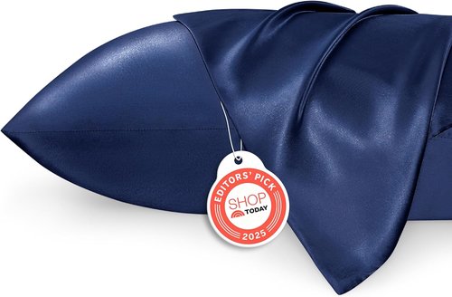Bedsure Satin Pillowcases - Luxurious Silk-Like Queen Size Set of 2 | Navy, 20x30 Inches, Envelope Closure