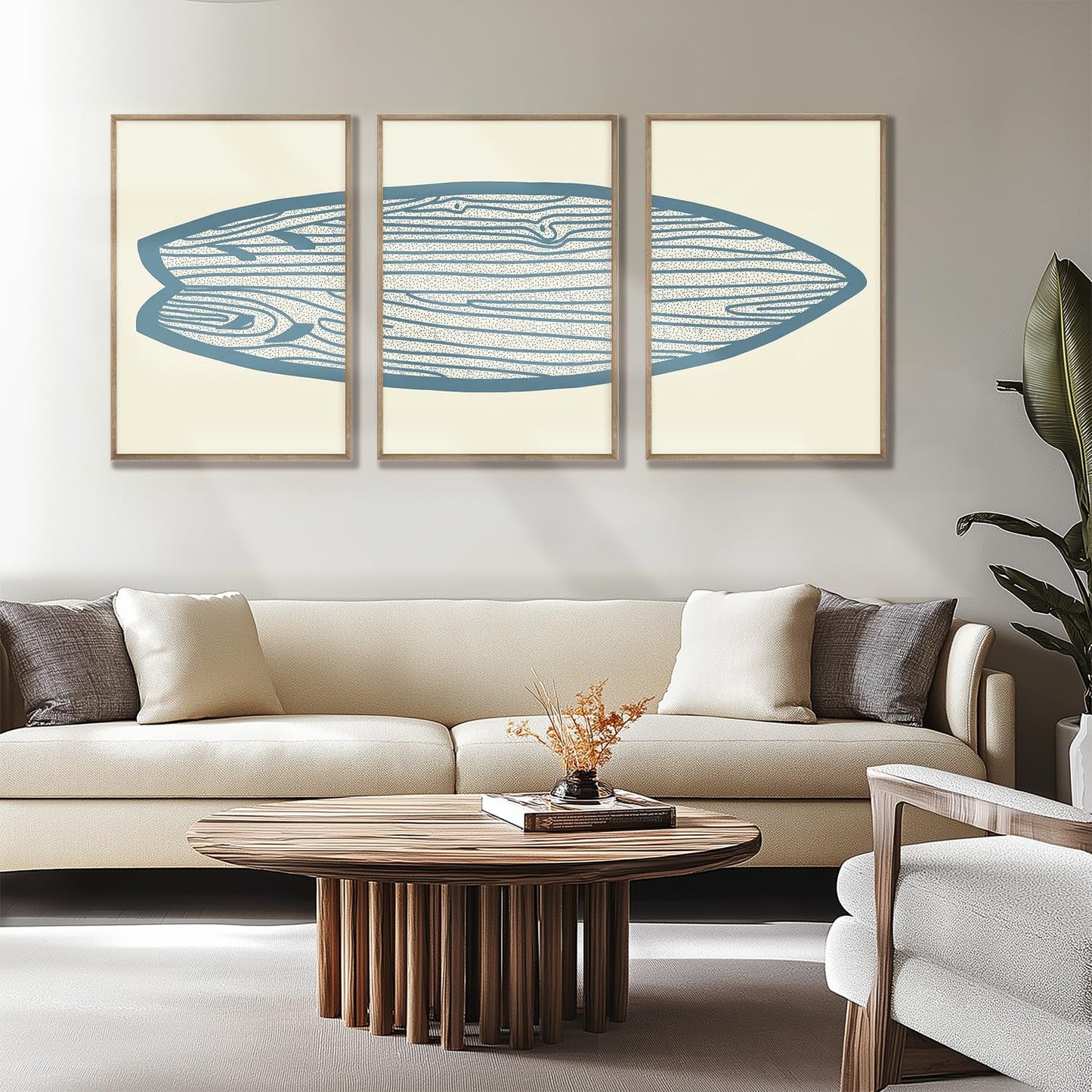 AntExpanse Surfboard Wall Decor 3 Pieces Surfboard Canvas Painting Prints Art Poster, Sea and Surf Pictures for Beach House, Living Room, Bedroom Decor with Wooden Inner Frame (40x55cmx3=16x22inchx3)