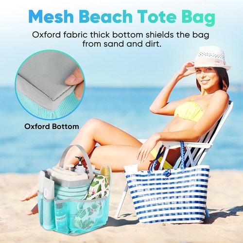 EUDELE Mesh Shower Caddy - Portable 8-Pocket Organizer for Quick Drying | Ideal for Beach, Gym & Travel
