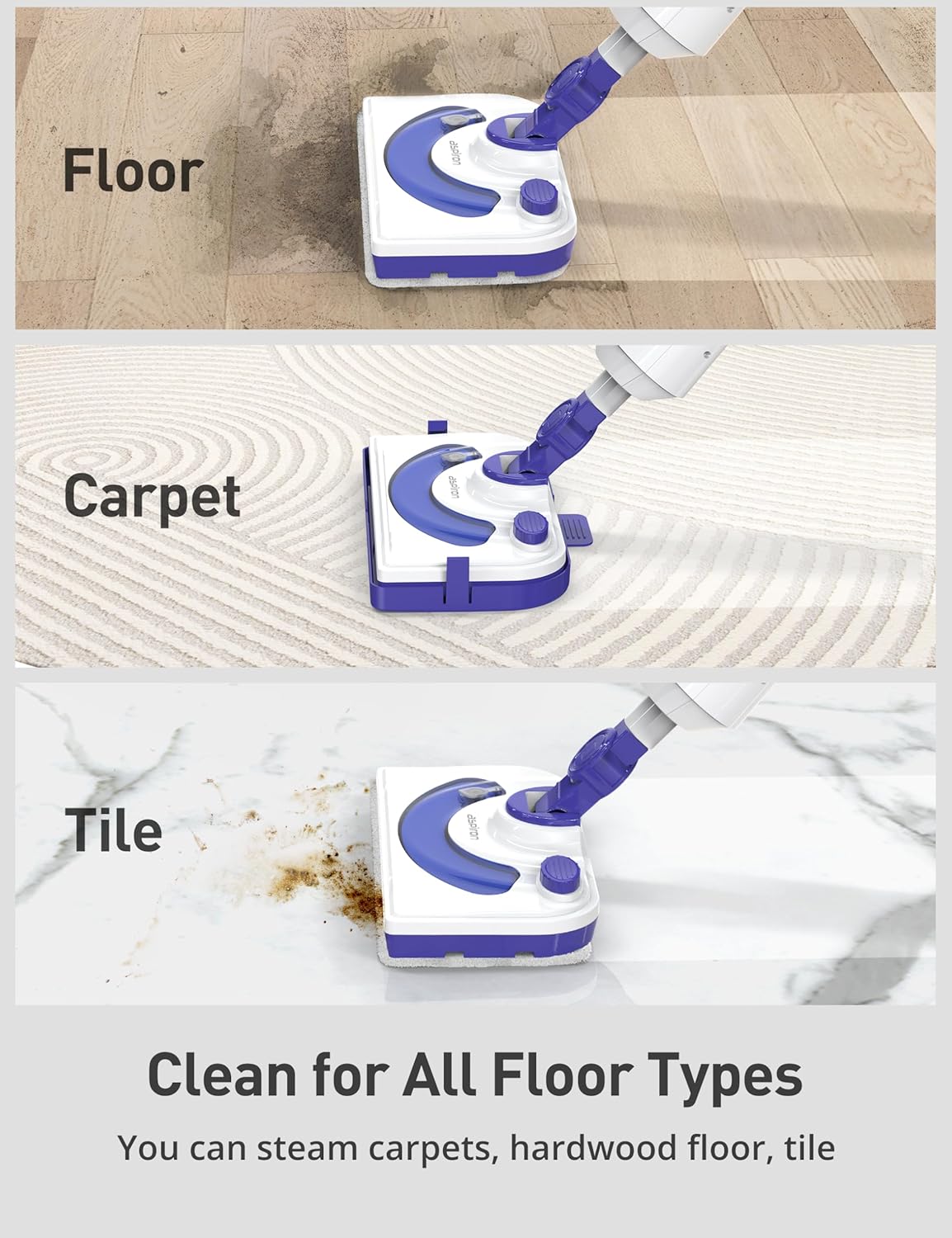 Skiennix 1300W Steam Mop Cleaner - Fast Heating 25s | Lightweight Floor Steamer for Hardwood & Tiles, 2 Washable Pads
