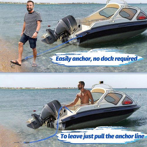 7-14FT Bungee Anchor Line - Elastic Dock Line with Shock Absorption & Stainless Steel Hook | Fits Seadoo, Kawasaki, Yamaha PWC