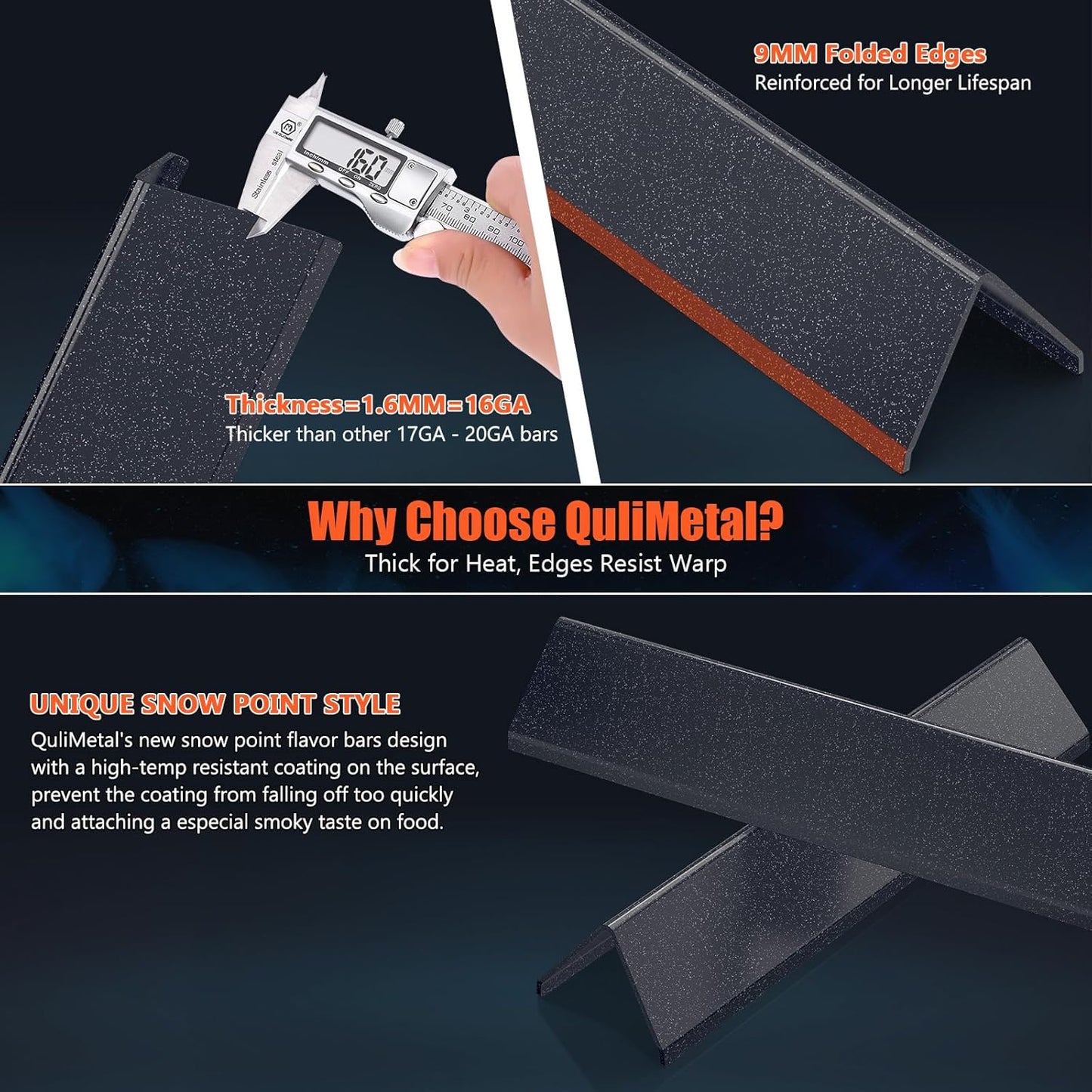 QuliMetal 7635 Flavorizer Bars - Durable 16GA Porcelain Steel for Weber Spirit E210, E220, S210, S215