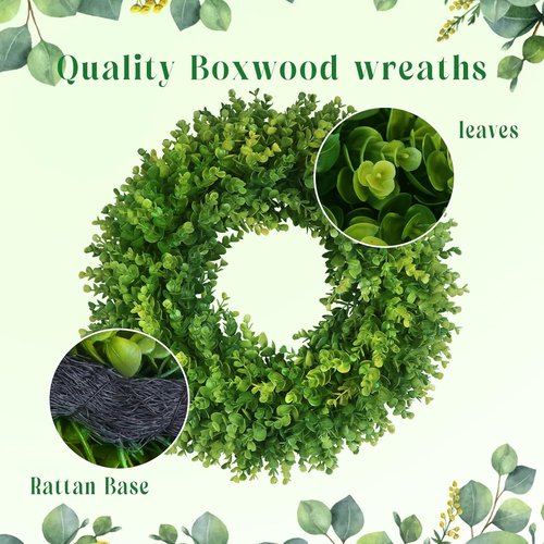 Boxwood Wreaths - 20'' Artificial Spring & Summer Wreath for All Seasons | Farmhouse & Wedding Decor