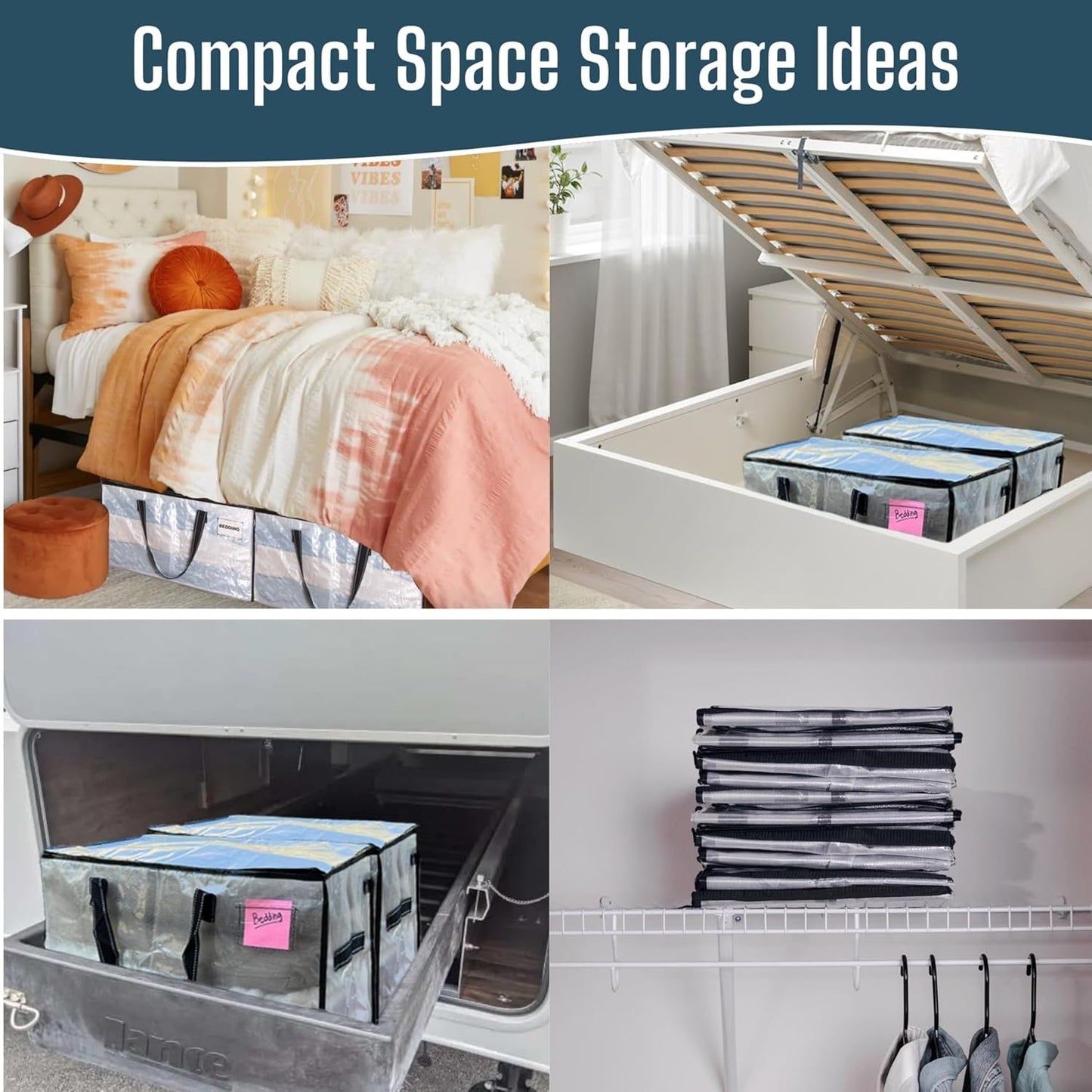 VENO Heavy Duty Moving Bags - Clear Storage Solution for Clothes & Comforters | 4 Pack