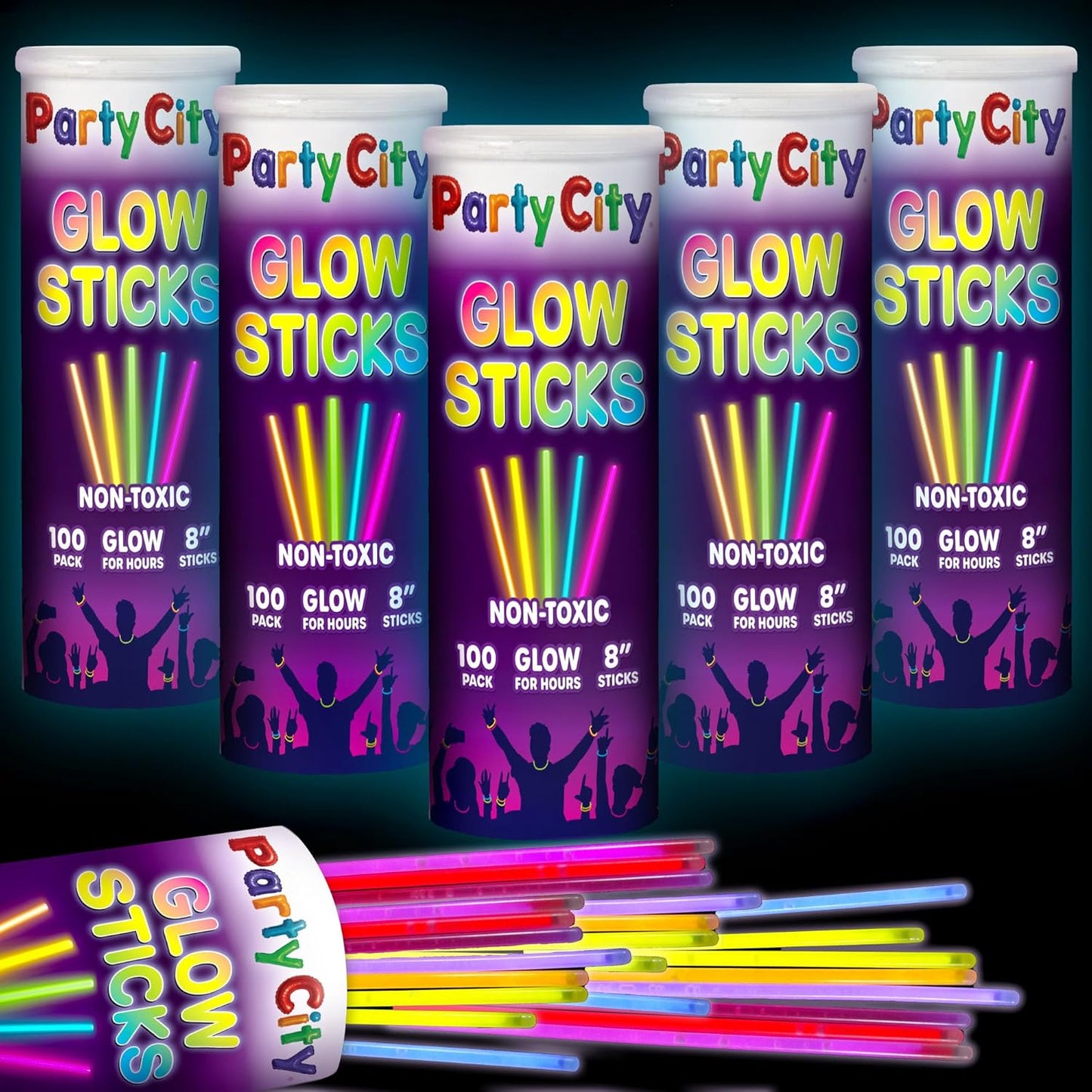 Party City 500 Glow Sticks - Neon Glow in the Dark Party Supplies | Connectors for Bracelets & Necklaces