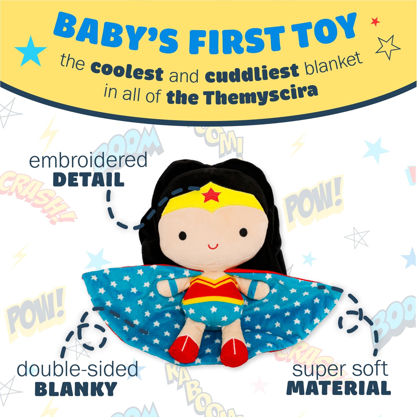 Kids Preferred DC Comics Wonder Woman Soft Huggable Stuffed Animal Cute Plush Toy for Toddler Boys and Girls, Gift for Kids, 11.5 inches