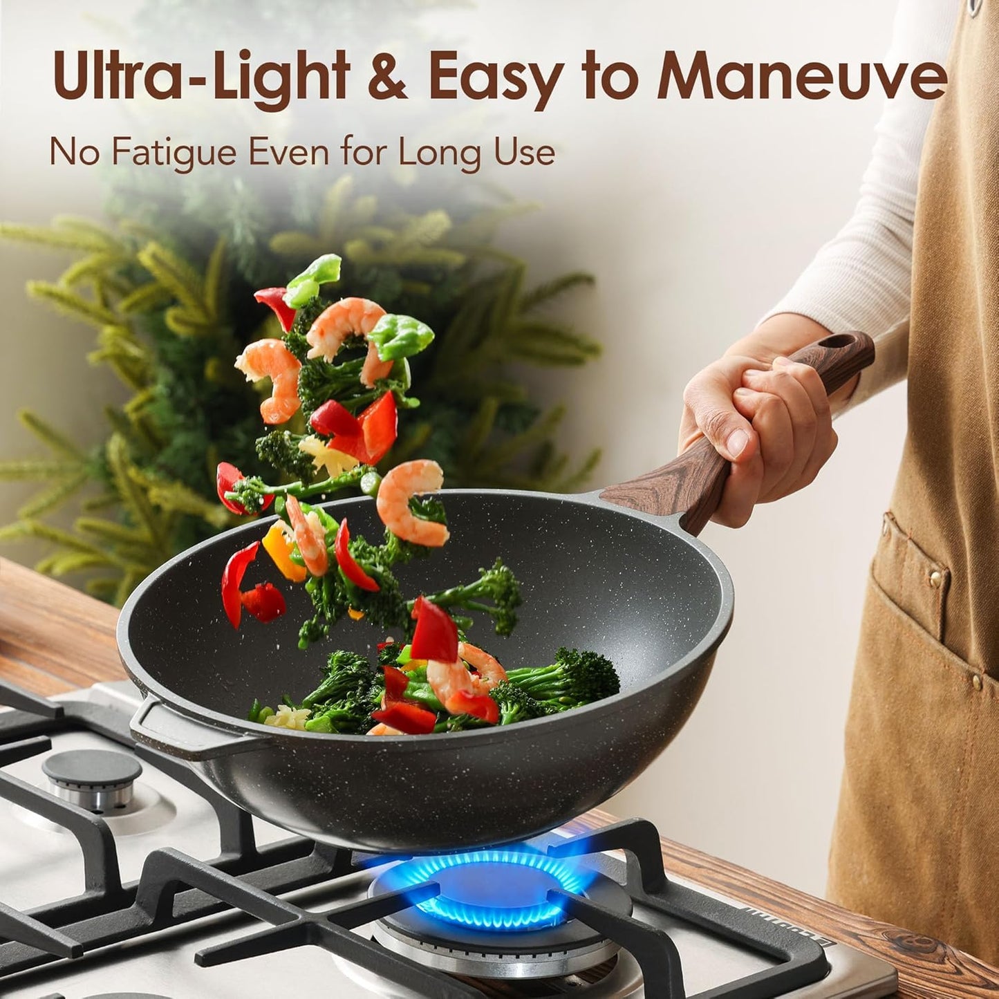 SENSARTE 8-Inch Nonstick Frying Pan with Lid - Healthy, Non-Toxic Chef Pan for Induction Cooking