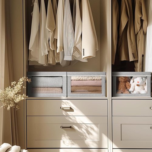 Homsorout Foldable Storage Bins with Lids - Organize Clothes & Essentials | Light Grey, 4 Pack