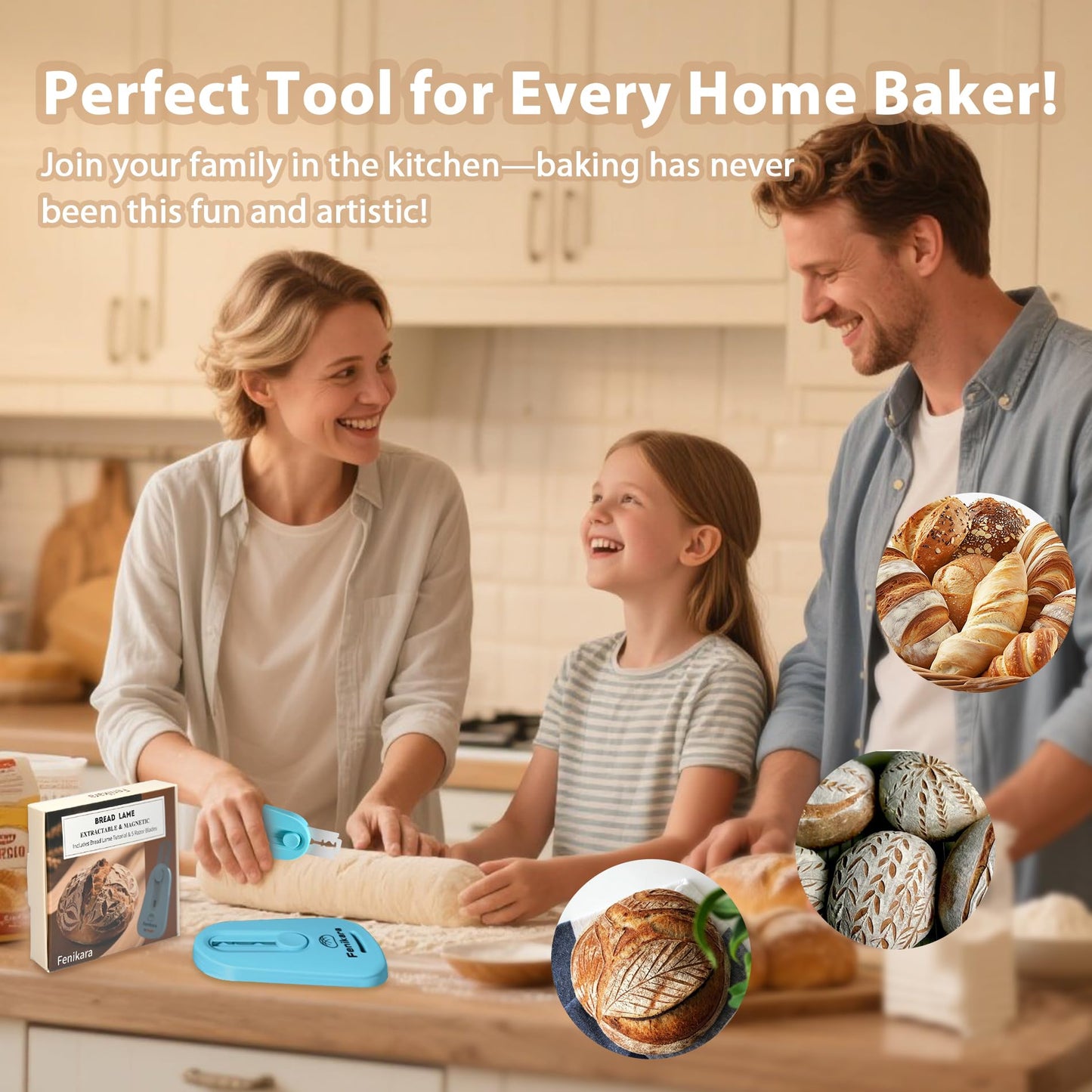 Professional Bread Lame,Upgraded Extractable & Magnetic Bread Lame Dough Scoring Tool,Premium Sourdough scoring tool for Sourdough Bread baking & Bread Making Tools,Includes 10 Razor Blades (Blue)