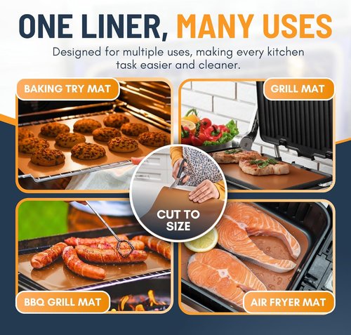 Heavy Duty Oven Liners by Skiennix - Non-Stick Reusable Mats, 17”x25” | BPA & PFOA Free Copper