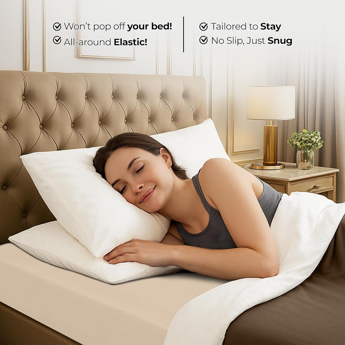Utopia Bedding Full Fitted Sheet - Soft Microfiber - Deep Pocket - Easy Care - Beige Color