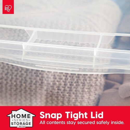 IRIS USA Storage Bins - 4-Pack Clear 36 Quart Stackable Containers with Lids for Organizing Shoes, Clothes & More - BPA-Free