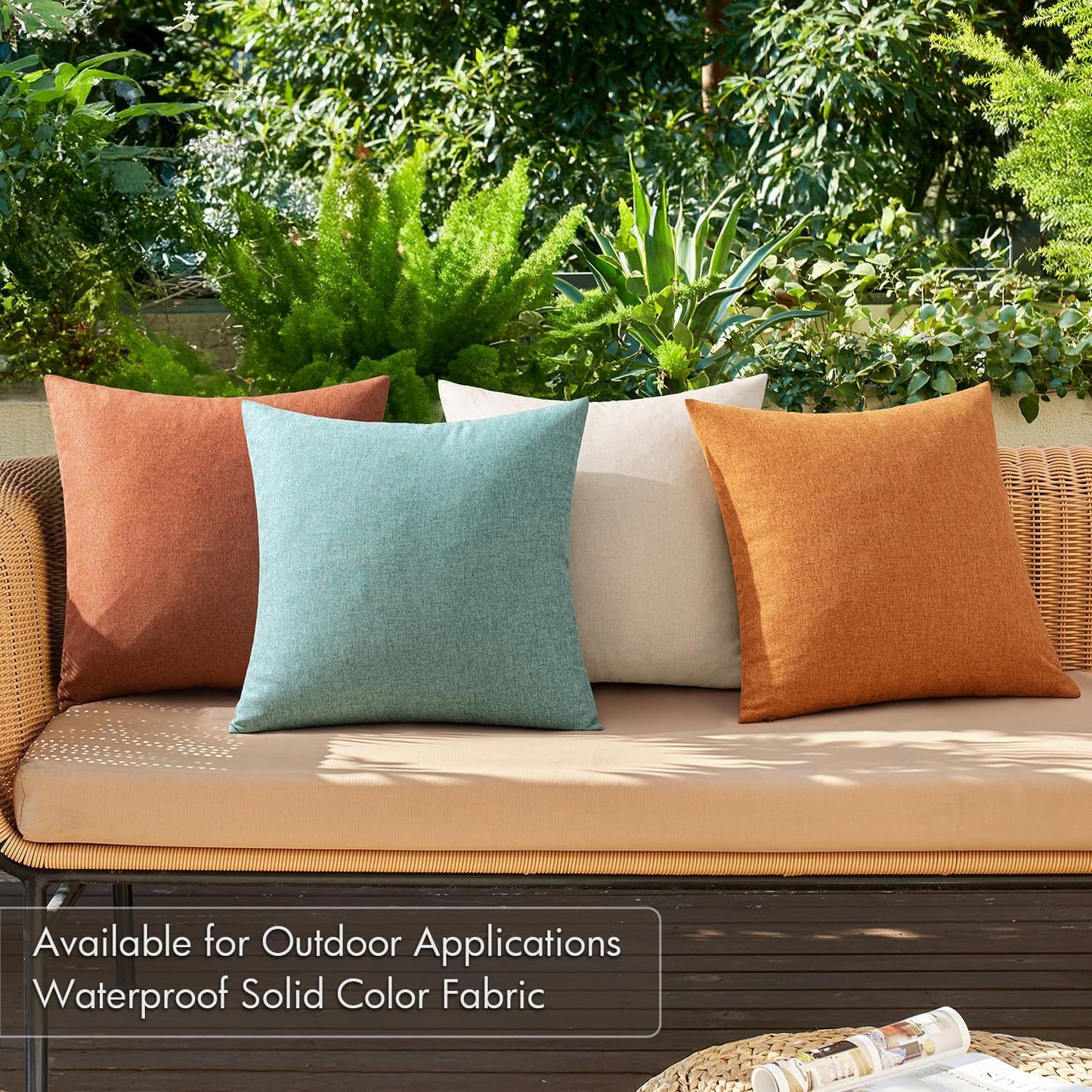 MIULEE Decorative Outdoor Throw Pillow Covers - Waterproof Farmhouse Cushion Cases | 18x18 Inch, Orange Rust (Pack of 4)
