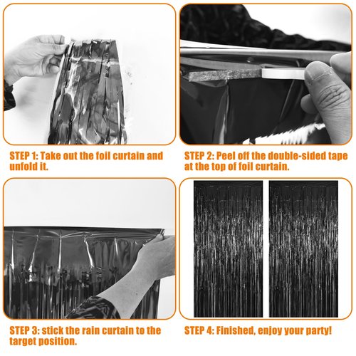5 Pack 3.28ft x 6.56ft Blue Metallic Tinsel Foil Fringe Curtains, Photo Booth Backdrop Party Decorations for Birthday Wedding Baby Shower Graduation Bachelorette New Years