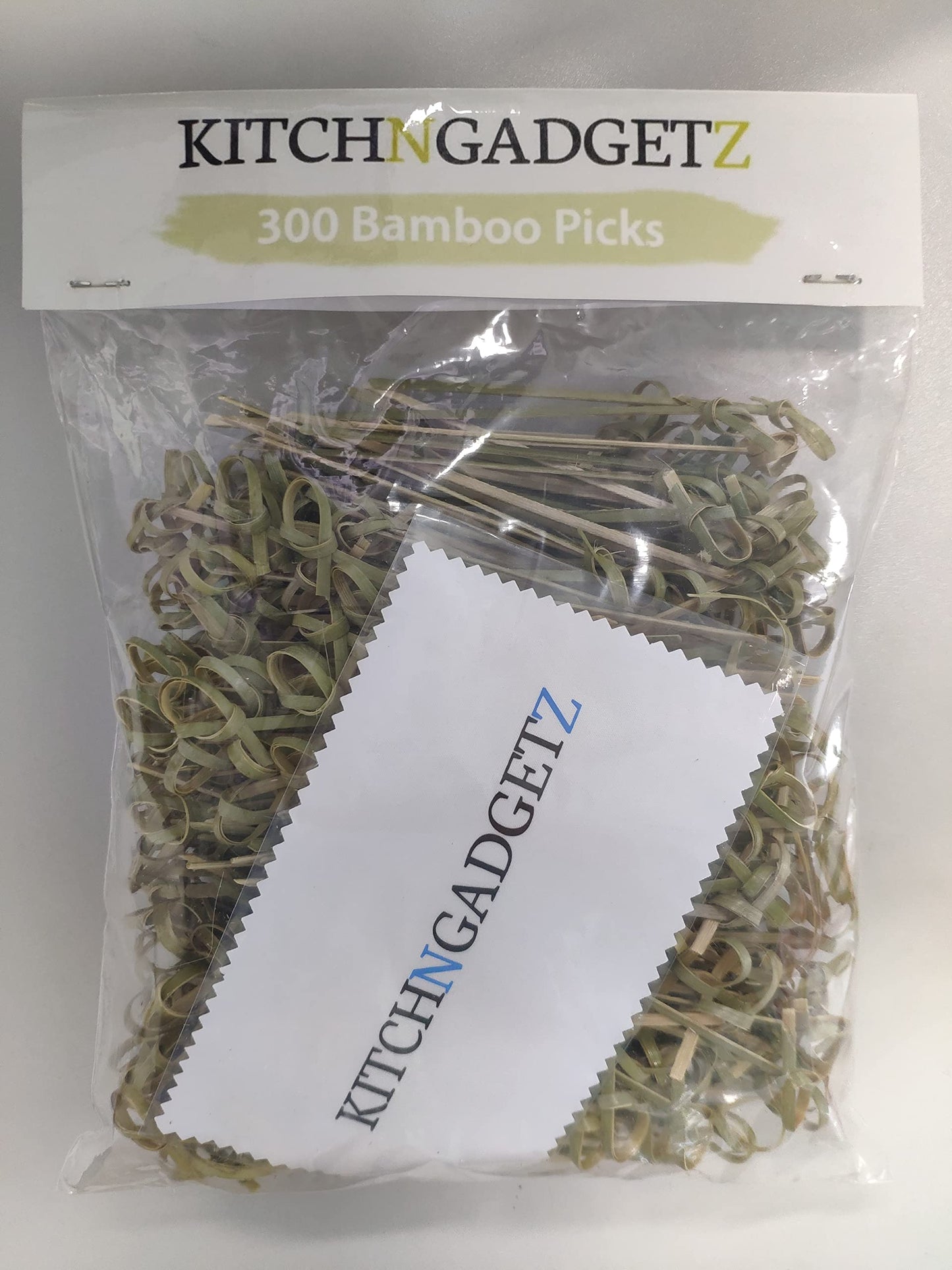 Bamboo Cocktail Picks - 300 Pack - 4.1 inch - With Looped Knot - Great for Cocktail Party or Barbeque Snacks, Club Sandwiches, etc. - Natural Bamboo - Keeps Ingredients Pinned Together - Stylish