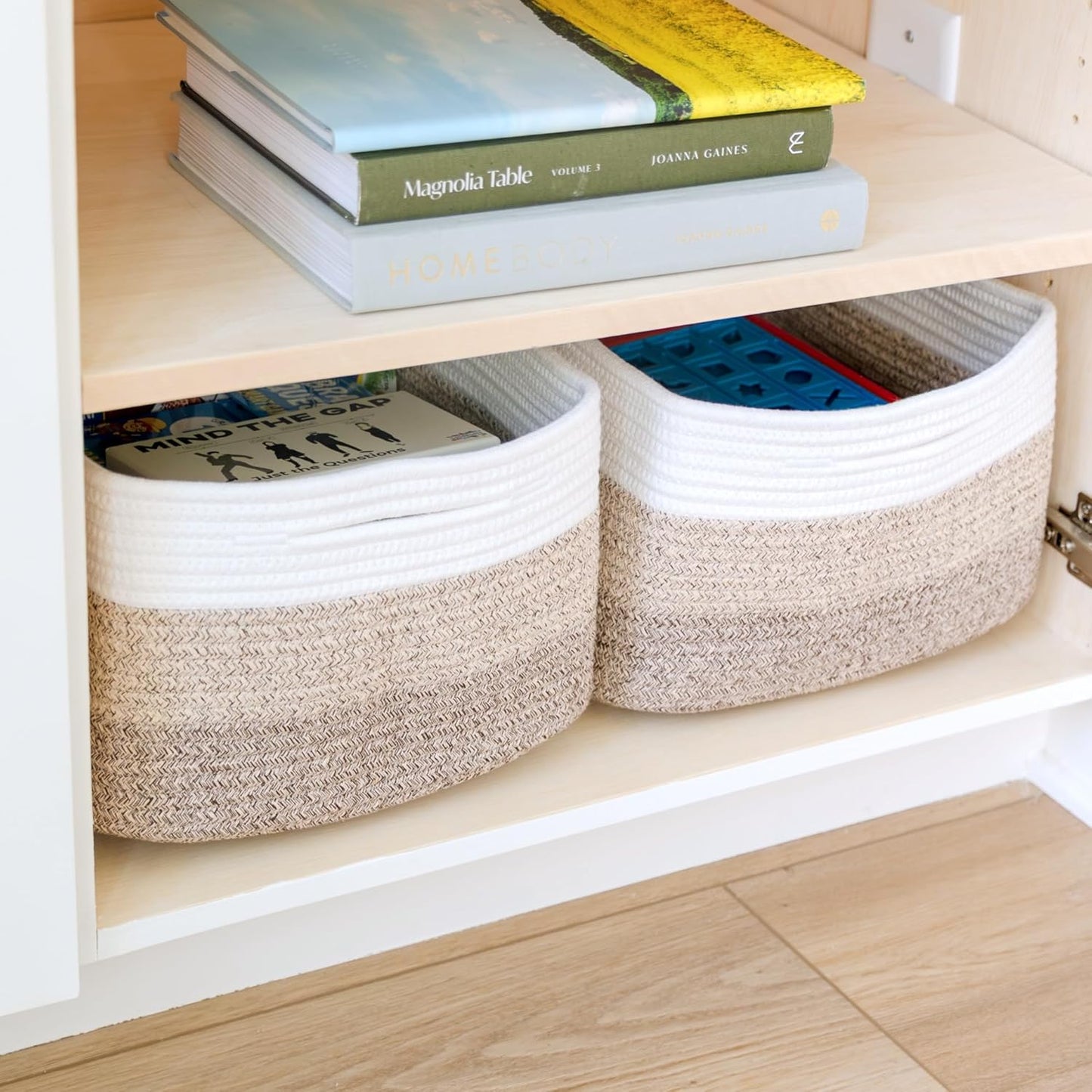 NaturalCozy Storage Baskets - 3-Pack Cotton Rope Woven Bins for Organizing | 16.8”x13”x7.6” | Ideal for Toys, Laundry, and More