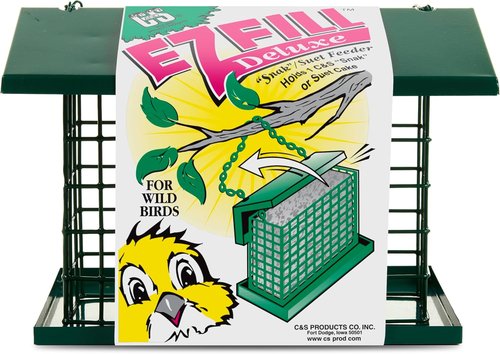 C&S EZ Fill Deluxe Suet Feeder - Roof & Platform Design for Wild Birds | Holds 56 Ounce Suet Cake