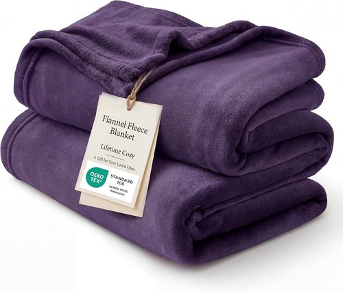 Bedsure GentleSoft Fleece Bed Blanket - Oversized Cozy Luxury Microfiber in Purple, 120x120 Inches