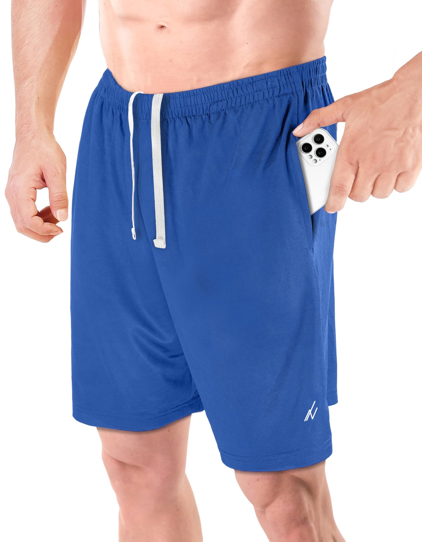 NY Threads Men's Athletic Shorts Quick Dry Loose-Fit Lightweight Running Workout Gym Shorts with Pockets, Large, Royal Blue