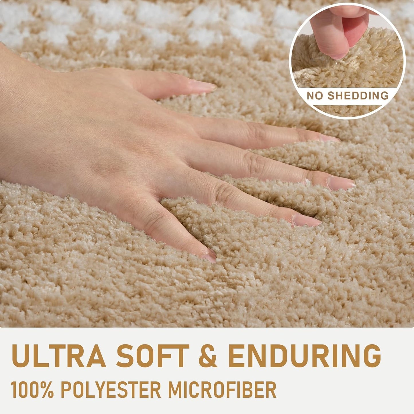 Skiennix Beige Bathroom Rugs - Non-Slip Washable Microfiber Mats | Super Soft & Absorbent 20x31 Inches