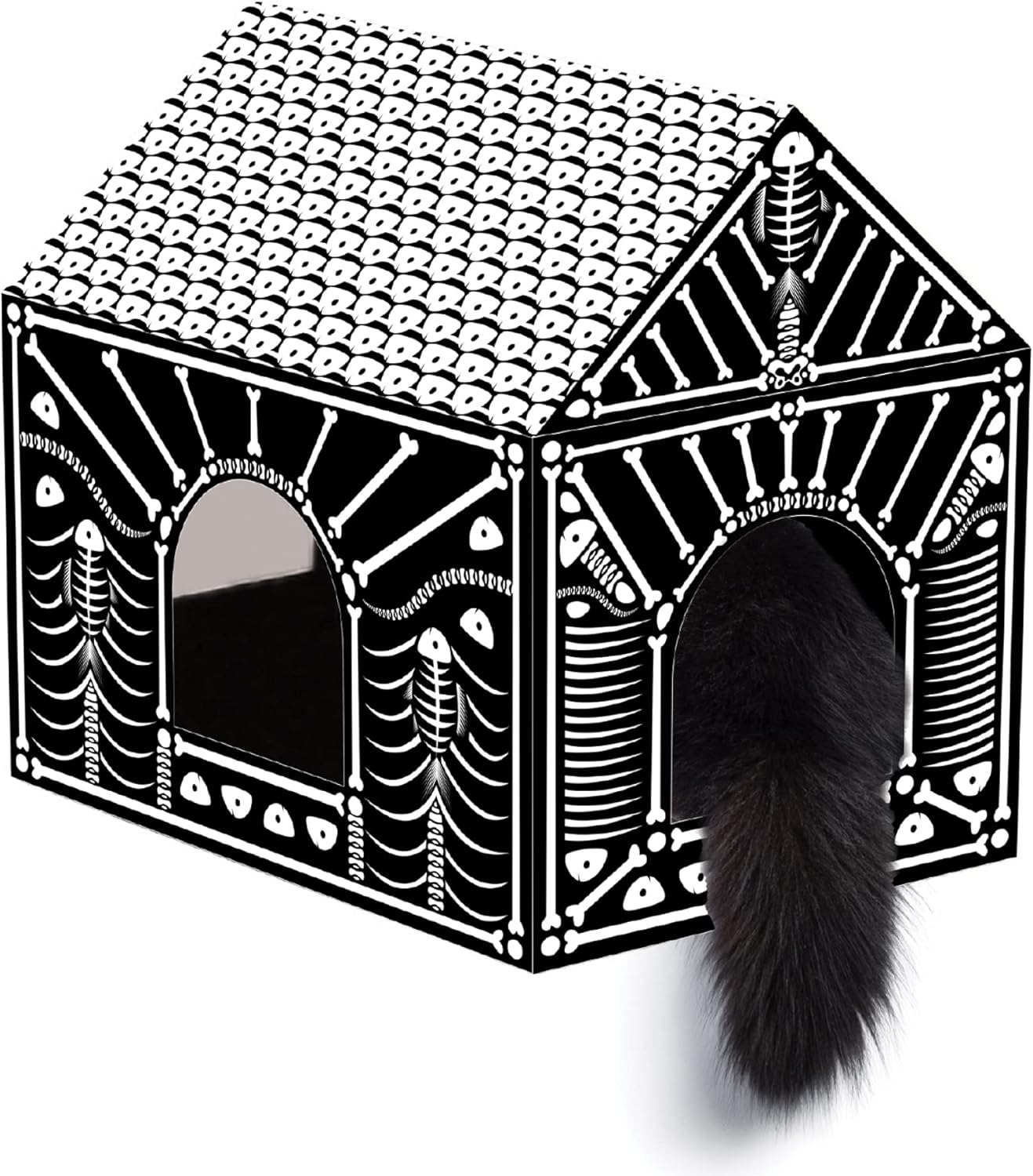 LiBa Cat House - Cardboard Cat Bed with Scratch Pad & Catnip | Indoor Cat Scratcher & Halloween Toy