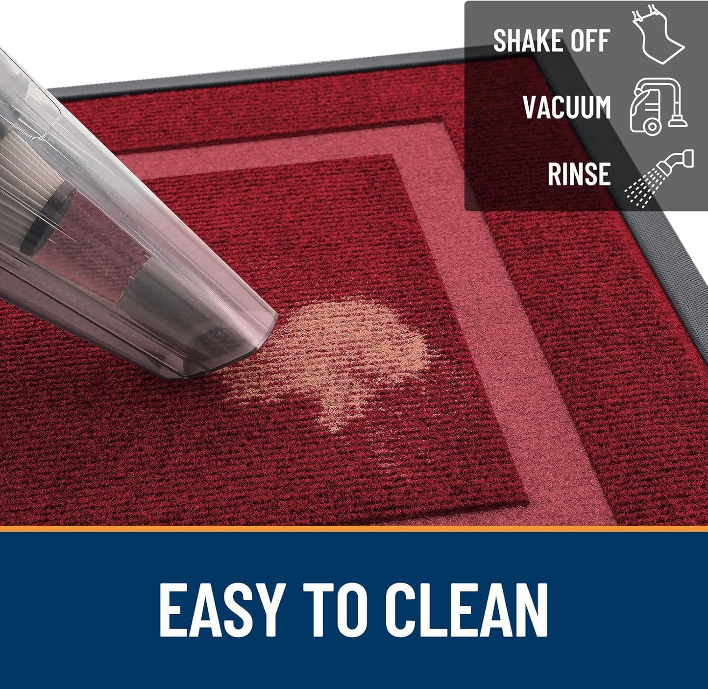 OLANLY Indoor Outdoor Front Door Mat - Waterproof All-Weather Doormat, Easy Clean | 59x20, Wine Red