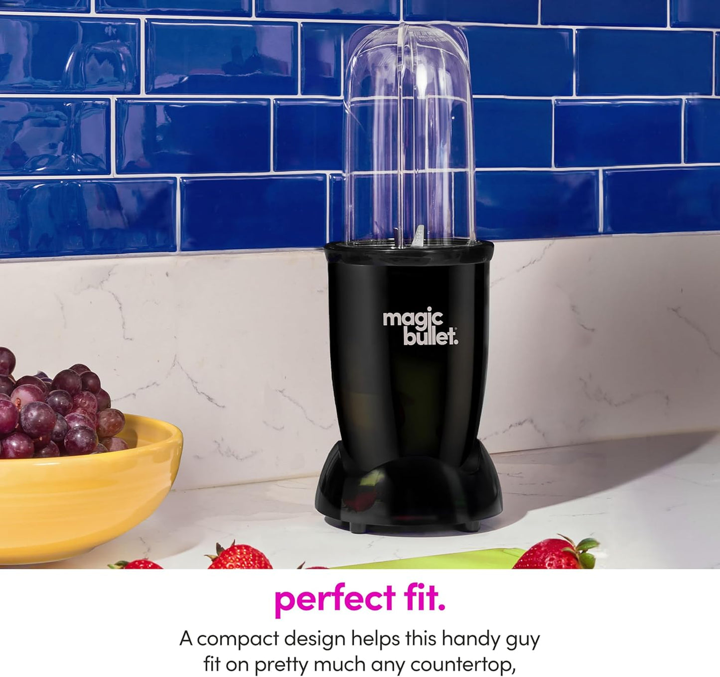 Magic Bullet Blender Set - 7-Piece 250W Blender & Food Processor with 2 Cups - Compact Silver Design for Smoothies & Sauces