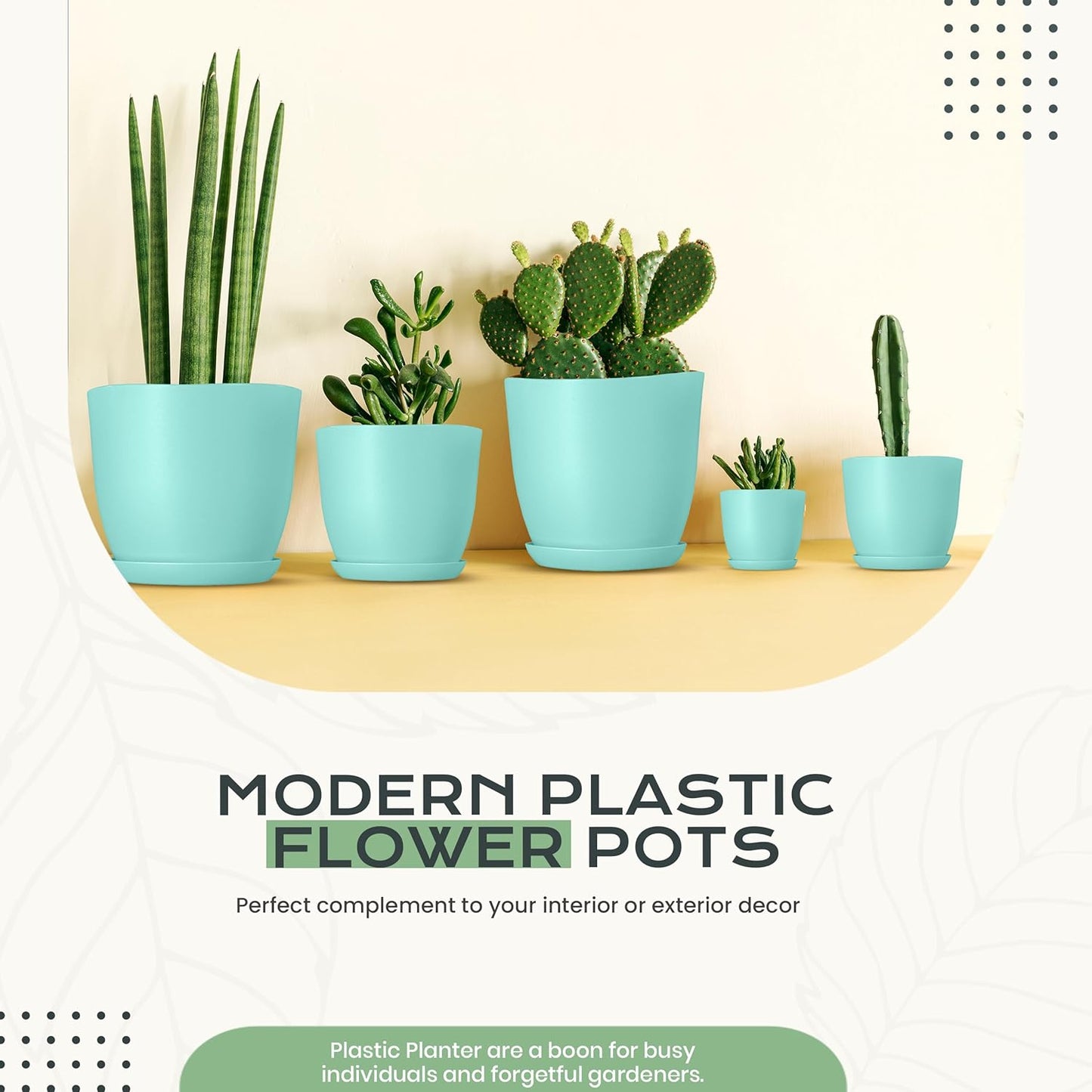 Utopia Home - Indoor Plant Pots with Drainage - 7 to 4.8 Inches Aqua Plastic Planters (Pack of 10)