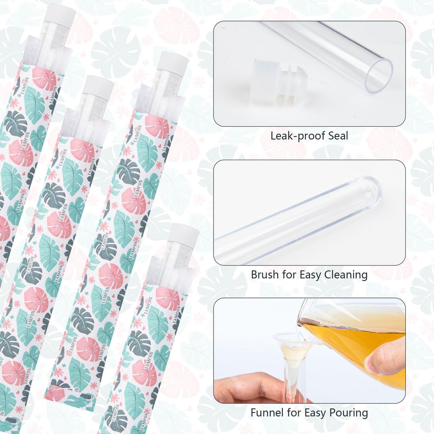 39 PCS Tampon Tube for Women, Plastic Tube for Juice with Funnel and Spout for Cruise Concert Sports Events - Green
