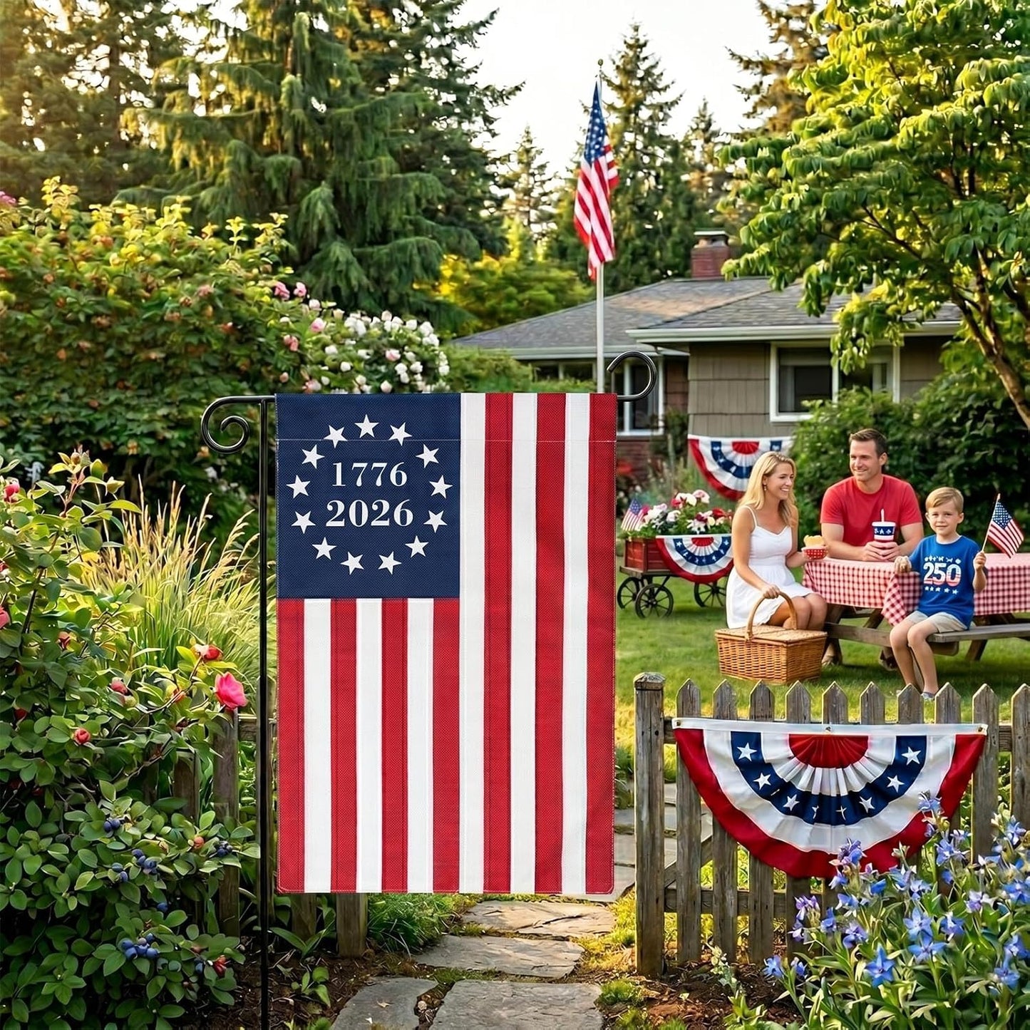 TOPFLAGS USA Flag Garden Flag - 250th Anniversary Betsy Ross Design | Double-Sided 12x18 Inch