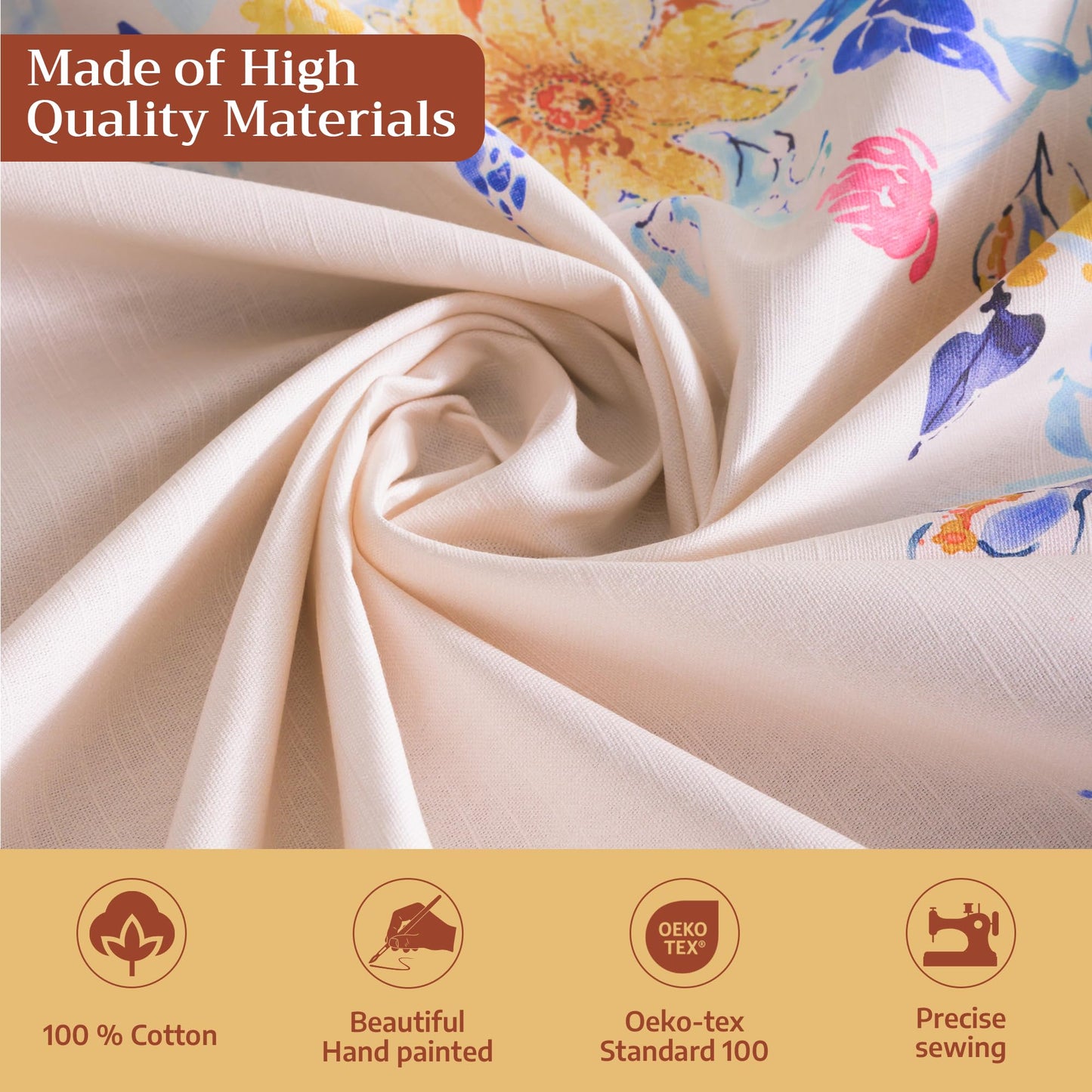 Maison d' Hermine Table Cloth Rectangle Table 100% Cotton 70 x 120 Inches Tablecloth Reusable Decorative for Dining Kitchen Room Farmhouse Home Gifts for Mothers Day Spring Summer - Girassol