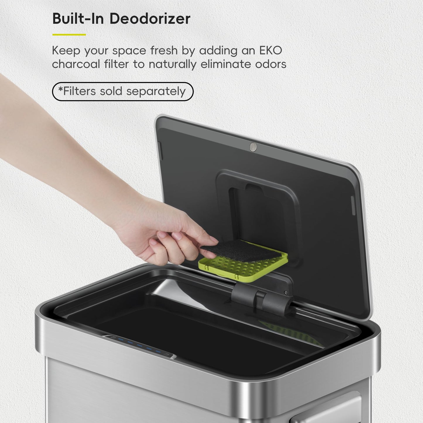 EKO Deluxe Mirage-T 13.21 Gallon Sensor Trash Can Replacement Lid – Matte Stainless Steel, Compatible with Mirage-T EK9278T & Deluxe Mirage-T EK9378T