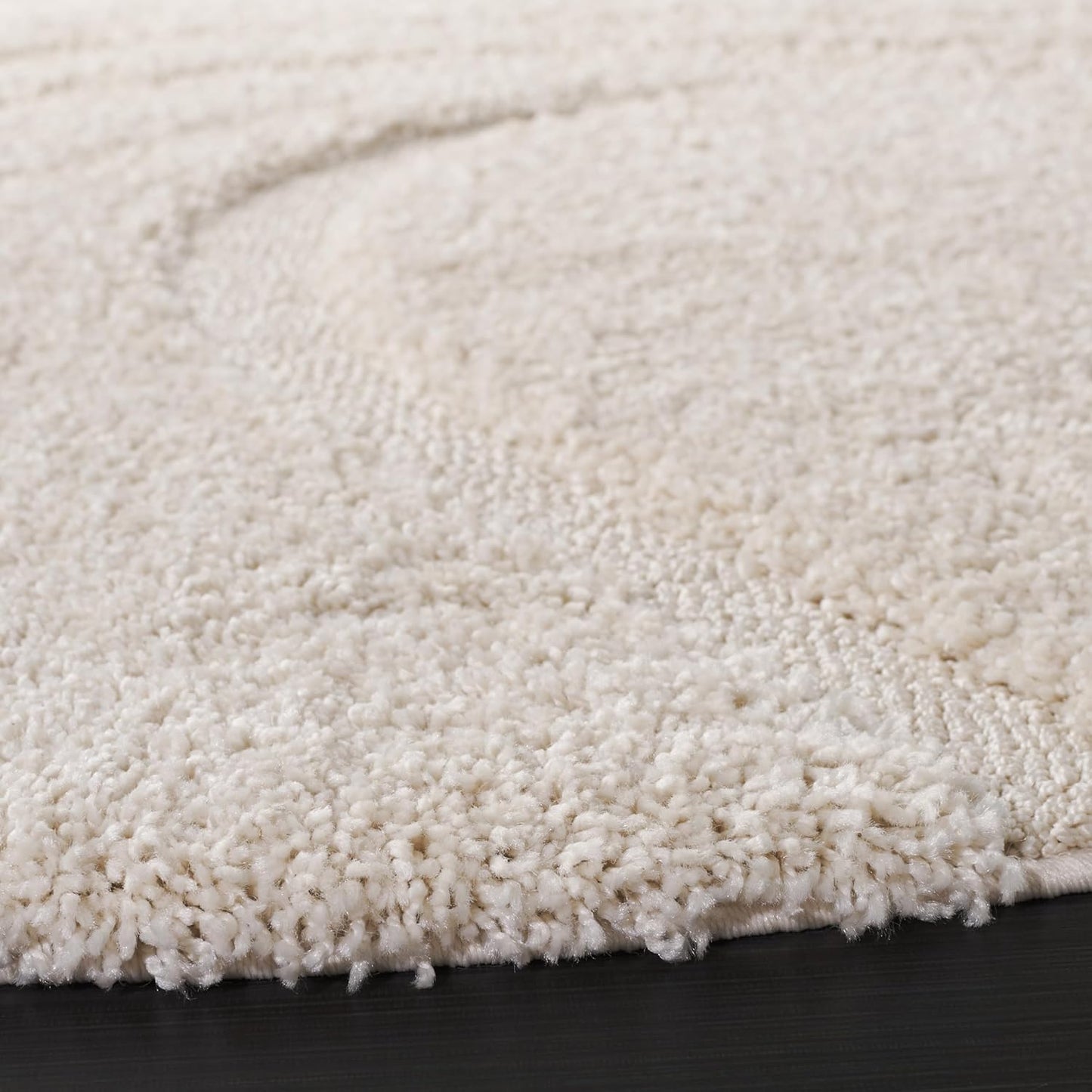 SAFAVIEH Florida Shag Collection 4' Round Cream / Cream SG471 Abstract Wave Non-Shedding Living Room Bedroom Dining Room Entryway Plush 1.2-inch Thick Area Rug
