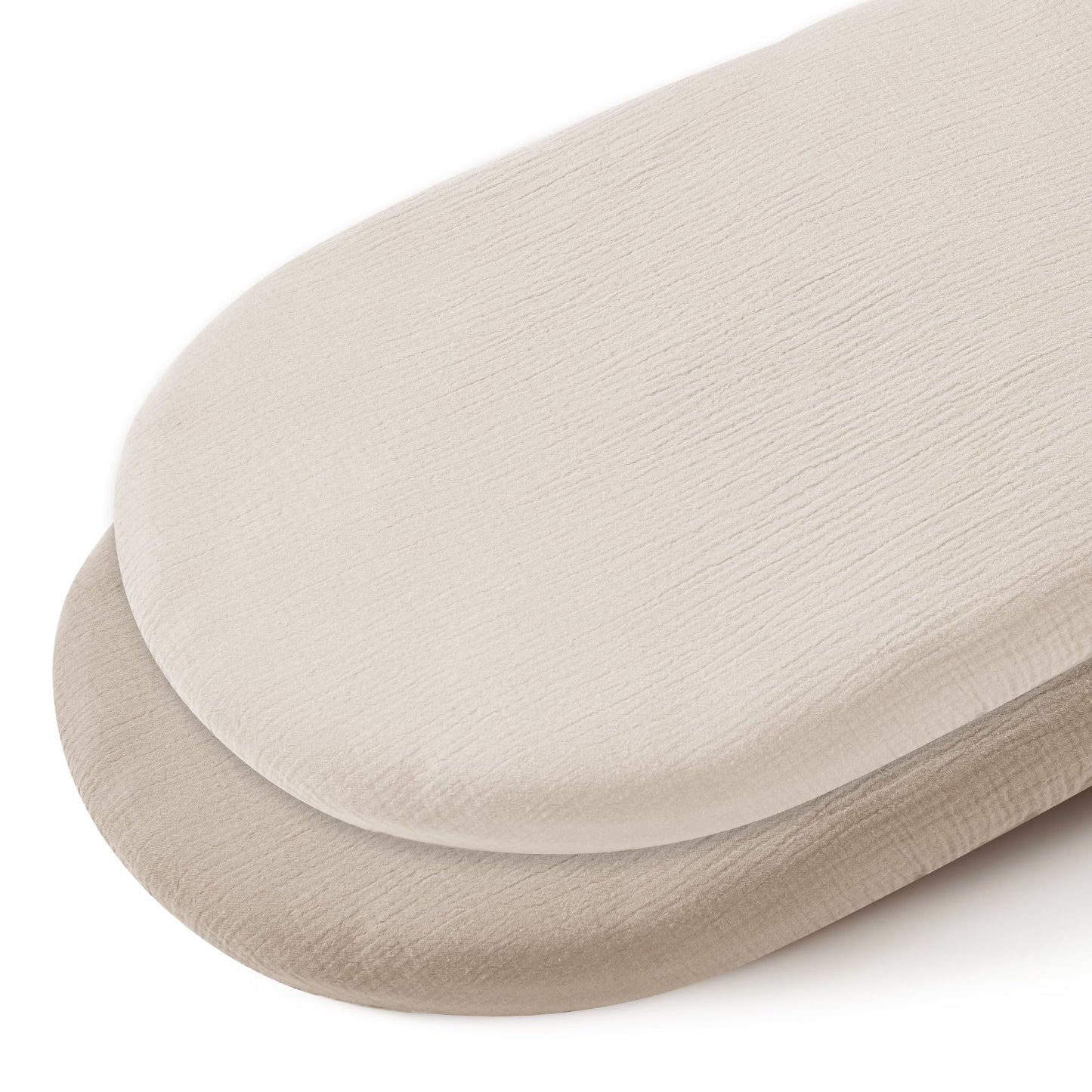 JELLYMONI 2-Pack Muslin Bassinet Sheets for Girls Boys, 100% Cotton Bassinet Mattress Sheets Soft Breathable Universal Fit for Baby Bassinets, Moses Basket, Hourglass Oval and Rectangle Mattress
