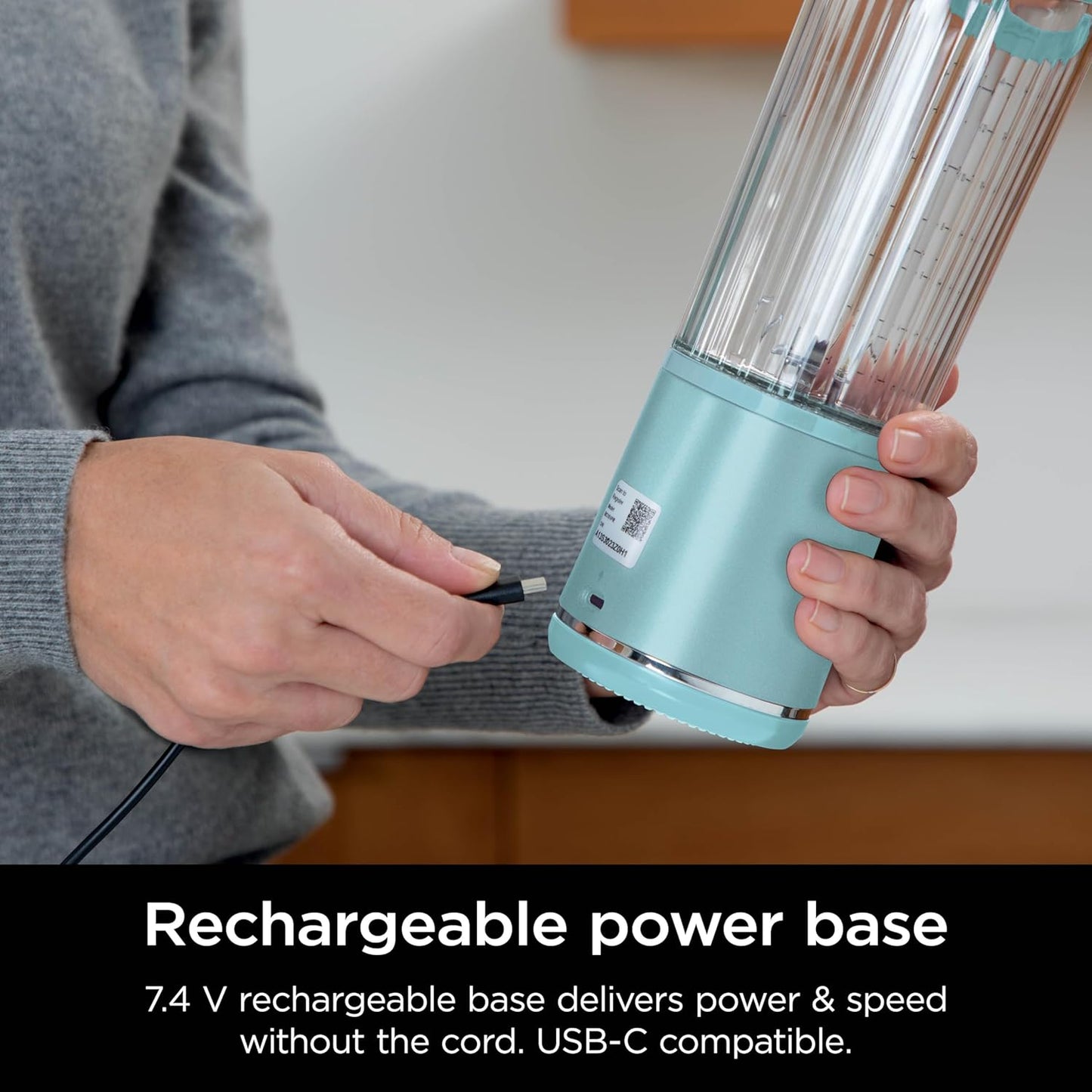 Ninja Blast Portable Blender - Cordless 18oz Personal Blender for Smoothies & Shakes | BPA-Free, USB-C Rechargeable, Tinted Aqua