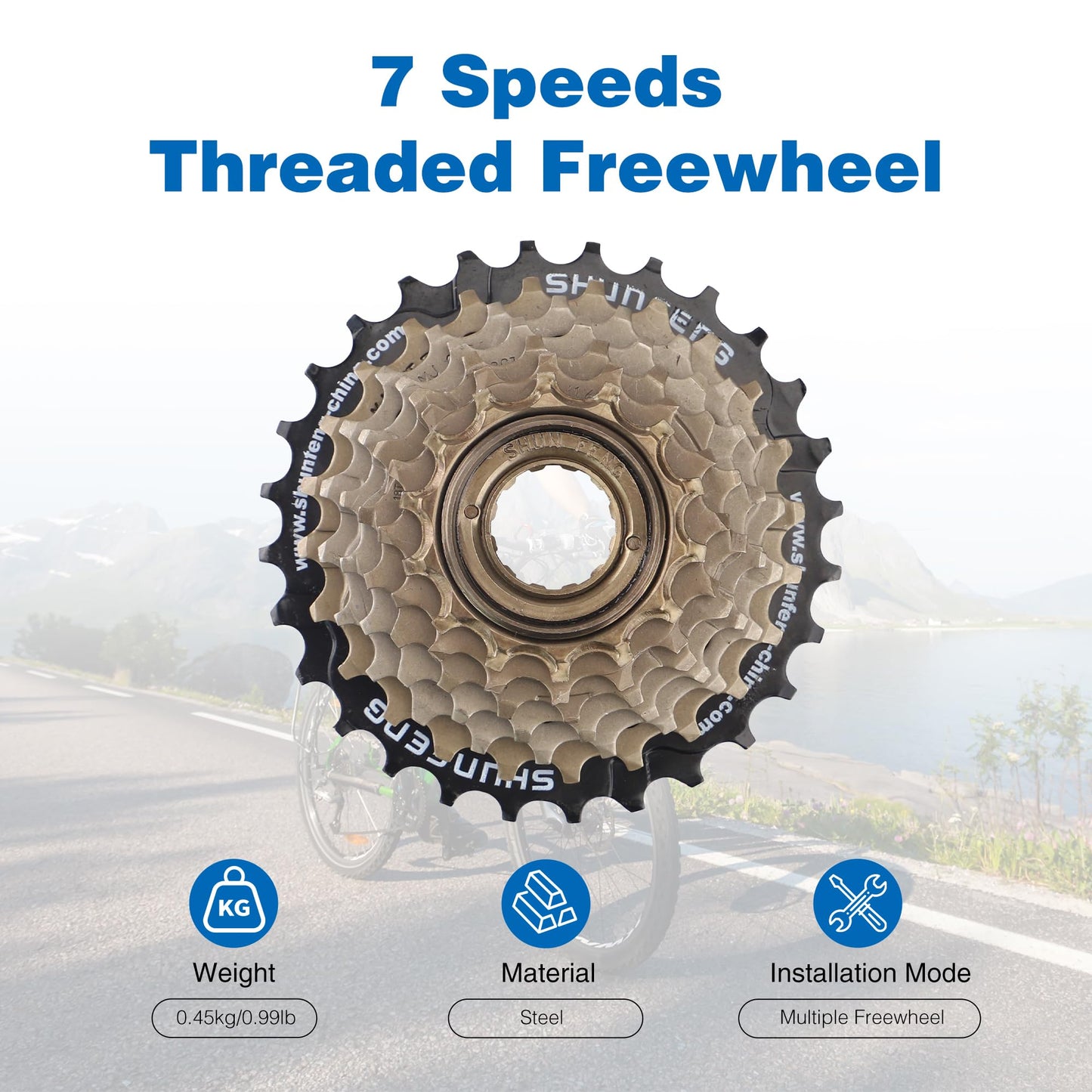 WEEROCK Bike Freewheel 7 Speeds, 14-28T Threaded Freewheel Screw On Bicycle Replement Part for MTB, Cruiser Bicycle