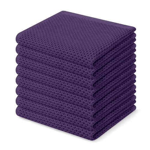 Homaxy 100% Cotton Waffle Weave Kitchen Dish Cloths, Ultra Soft Absorbent Quick Drying Dish Towels, 12 x 12 Inches, 8-Pack, Eggplant