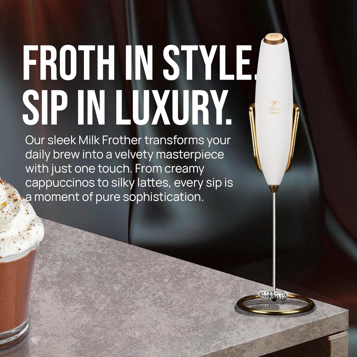 Zulay Kitchen Milk Frother - Luxury Handheld Electric Foam Maker for Coffee & Lattes | Includes 4 Duracell Batteries