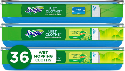 Swiffer Sweep + Mop Wet Pads Refill - All-Purpose Floor Cleaner for Dirt & Dust | Fresh Gain, 36ct