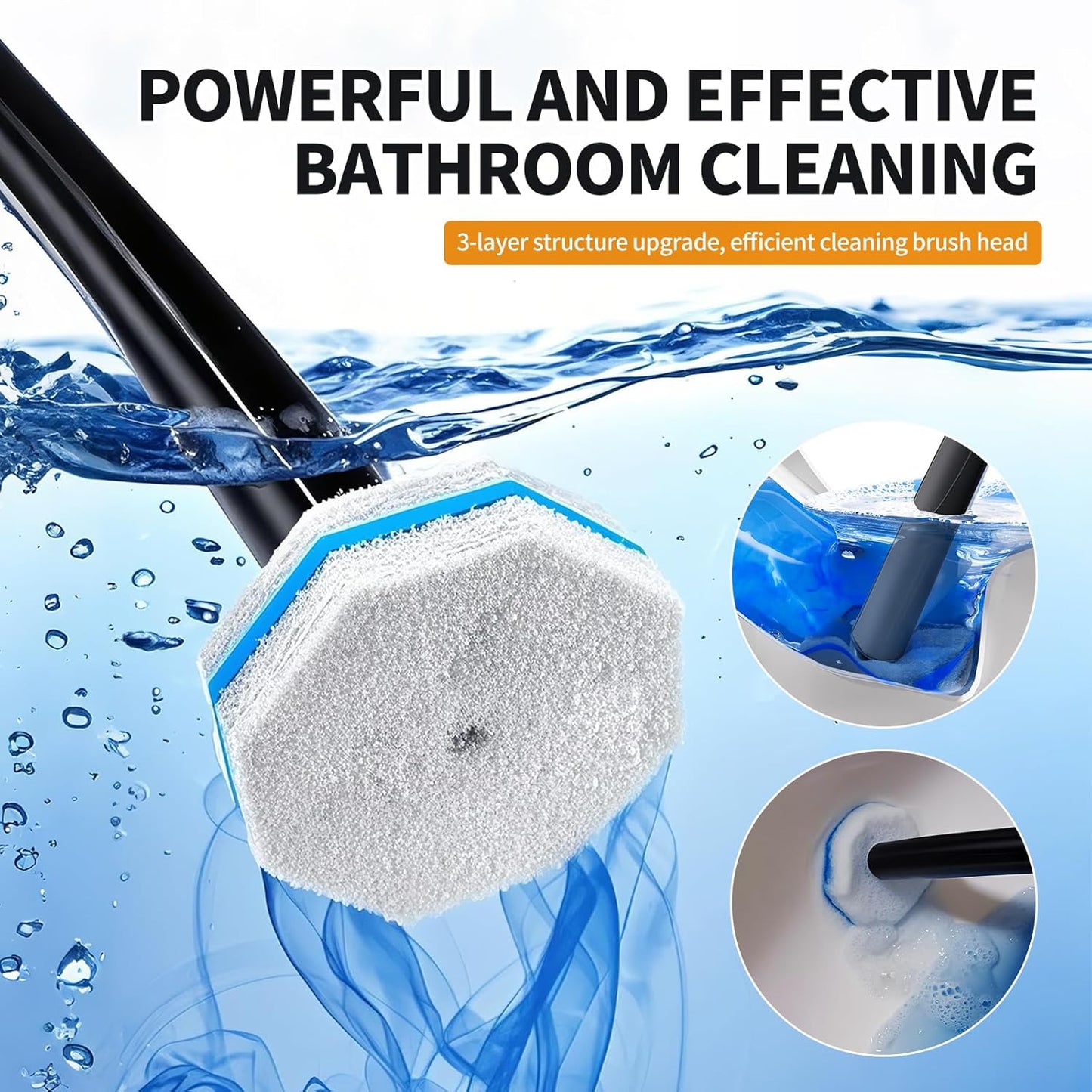 Skiennix Disposable Toilet Brush - Hygienic Toilet Bowl Cleaner with Holder | 40 Refills Included